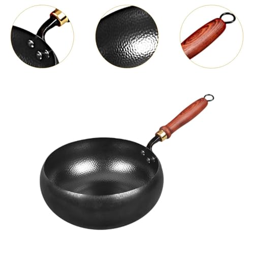 Wok de hierro 9.45'' multifuncional con mango de madera miniatura 7