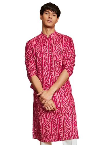 Image of VASTRAMAY Men's Bandhani Rayon Kurta