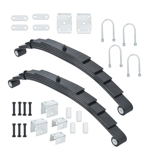 Thomletha 6000lbs Single Trailer Axle Suspension Kit - 5 Leaves 3000lbs Trailer Double Eye Spring U-bolt kit Hangers Kit Shackle Straps Kit