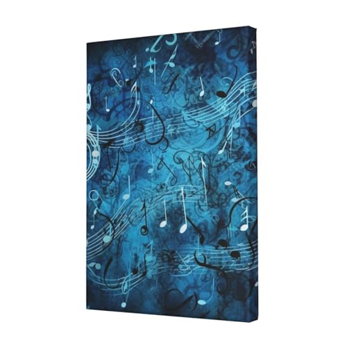Toile notes de musique bleues cadeau ideal pour musicien 45x30cm