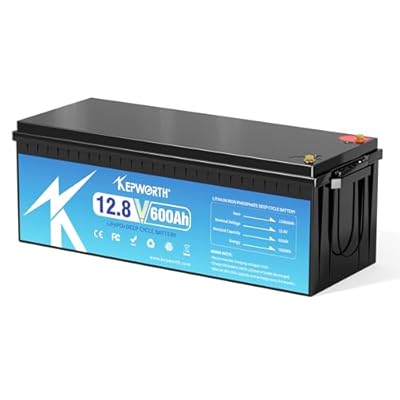 KEPWORTH 12.8V 600Ah LiFePO4 Battery, Rechargeable Lithium Batteries with 200A BMS, 4000+ Deep Cycles, for Boat, Rv, Solar, Off-grid Applications