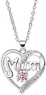 BESPMOSP Mum Necklace Mother's Day Gifts Heart Gifts Birthday Gifts For Mum Crystal Pendant Necklace