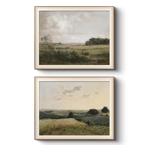 VIYYIEA Vintage Landscape Framed Wall Art 2 Set, Nature...
