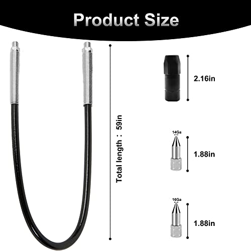 4-Piece Grease Gun Hose Kit, Grease Gun Accessories Set Includes 47In Flex Grease Hose Extension, 4-Jaw Standard Grease Couplers And 2Pcs Sharp Nozzles (1/8" Npt) (60In)… #TOP1