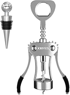 Wine Bottle Opener Stainless Steel Wing Corkscrew & Beer Bottle Opener Wine Opener with Bottle Stopper, Used in Kitchen, Restaurant and Bars