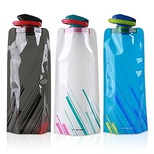 VIKSAUN 3 stuks opvouwbare waterfles flexibele opvouwbare herbruikbare BPA-vrije waterfles voor buitensporten wandelen fietsen reizen avontuur lekvrije waterdrager 700 ml driekleur (3 stuks)