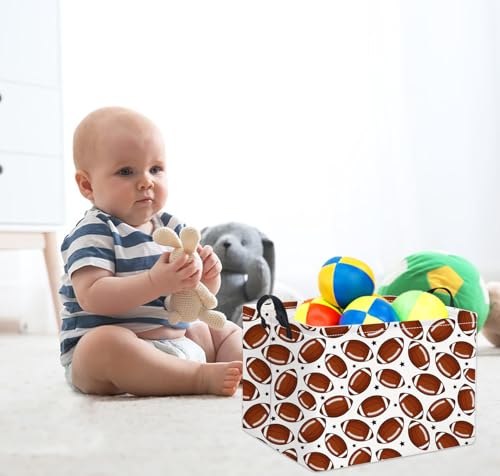 Image of Rectangular Football Basket Kids Baby Storage Basket Cute Kids Toy Storage Bin Organizer Shelf Book Sports Footballl Room Decor(Football)