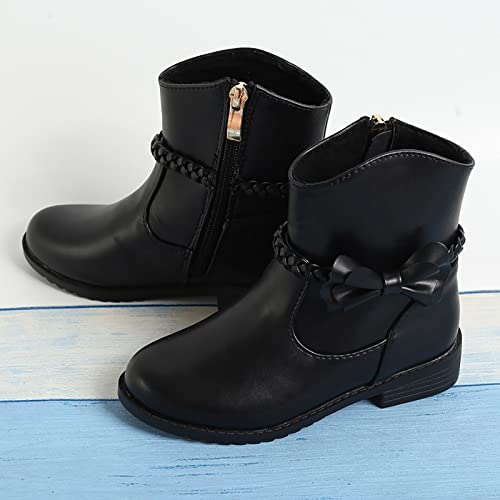Toddler/Little Kid Girls Short Boots Side Zipper Riding Ankle Boots Cute Bowknot Dress Booties3