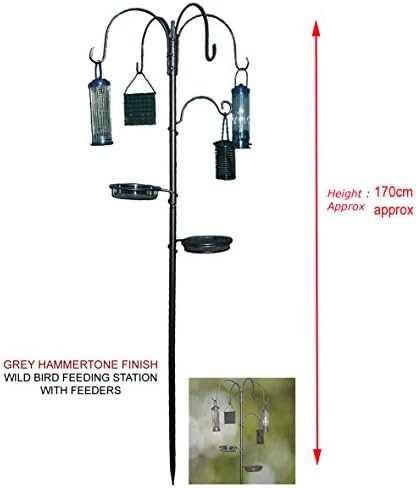 Denny International® Wild Bird Feeding Station with Feeders Water & Seed Tray Perfect for Gardens Outdoor Feeder Table Ground Spike Base (Height: 170cm Tall)