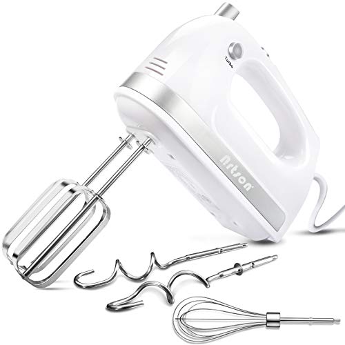 Hand Mixer Electric, Handheld Kitchen Mixers with 5 Stainless Steel Attachments, 5-Speed Max 400W Powerful Turbo for Hipping Mixing Cookies, Brownies, Cakes, Dough, Batters, Meringues