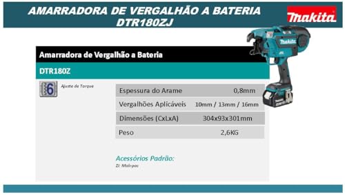 Makita DTR180ZJ Akku-Bewehrungsverbinder 18,0V im MAKPAC (ohne Akku, ohne Ladegerät)