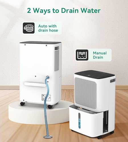 Image of 34 Pint /D, 2500 Sq.Ft Dehumidifier for Basement with Drain Hose | Dehumidifiers for Home, Bathroom, Bedroom - 3 Modes, 24H Time, 40dB, 0.53 Gallon Water Tank, Intelligent Humidity Control