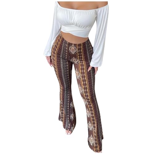 Hvyesh Forbidden Pants Flared Leggings for Women Stretchy Boho Hippie Flare Bell Bottom
