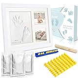 Dusor Gipsabdruck Baby Hand und Fuß, Baby Handabdruck und Fußabdruck Set mit Buchstaben Set und Bilderrahmen, Kreativset für junge Eltern, Geschenke zur Geburt, Erinnerungen für die Ewigkeit