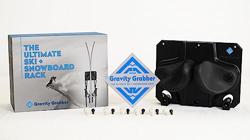 Gravity Grabber - The Ultimate Ski + Snowboard Wall Storage Rack | Save Your Rocker, Tips, And Tails | Damage-Free Ski/Snowboard Storage Rack | Fits Any Ski Or Snowboard | Ski/Board Wall Storage (Black, 6) #TOP5