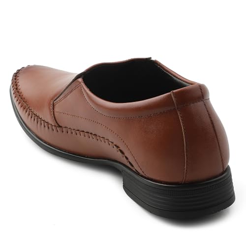 Image of Liberty Fortune HML-18E Moccasin Shoes for Men - Brown, Tan, Non-Lacing Casual Formal Slip-On Moccasin Stylish Shoes Ideal for Office, Party, Comfortable Lightweight