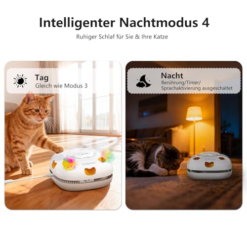 GoldenSun Katzenspielzeug, Wiederaufladbar, Interaktives 4-in-1 Spielzeug für Indoor, Versteckspielzeug für Kätzchen, Whack a Mole Motion, Elektronisches Katzen Spielzeug für Übungen – Bild 5