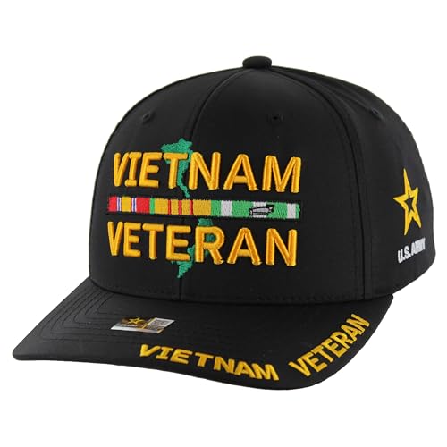 Image of Vietnam Veteran Hat US Army Official Licensed Army Veterans Embroidered Adjustable Military Baseball Cap for Men