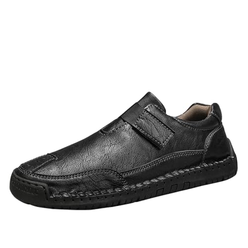 Men's Casual Leather Shoes Premium Microfibre Leather Upper Business Walking Work Driving Hook Loop Lightweight Comfortable