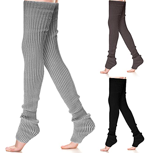 SATINIOR Three-Pack Thick Knit Thigh High Leg Warmers #TOP26
