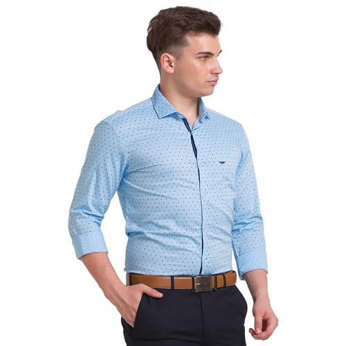 Image of Park Avenue Men's Pure Cotton Print Pattern Slim Fit Cut Away Collar Full Sleeve Casual Shirt