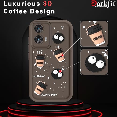 Image of Back Case Cover Compatible with Motorola Moto G85 5G | Cute Fun Cartoon Ball 3D Coffee Silicone Case | Body Protection | Camera Protection | Shock Proof | Color Brown | Pack of 1