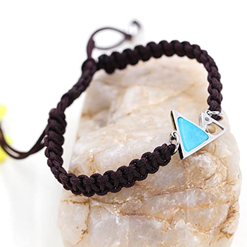 Image of Uloveido Handmade Braided Rope Bracelets with Blue Triangle Mountain Mustard Seed Charm Unisex Mountain Bracelet