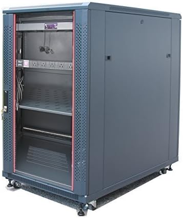 Server Rack - 39 Inch Deep - Server Cabinet - on Wheels - Locking Network Cabinet - Networking Enclosure - Lockable Rack Mount - PDU - LCD-Screen - Thermostat - 4 X Fans (18U (24" w x39 d x42 h))