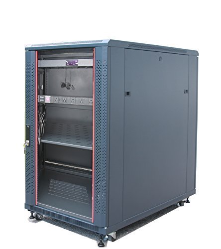 Sysracks Server Rack - 39 Inch Deep - Server Cabinet - On Wheels - Locking Network - Networking Enclosure - Lockable Rack Mount - PDU - LCD-Screen - Thermostat - 4 X Fans (18U (24 w x39 d x42 h))