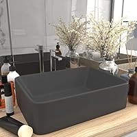 vidaXL Wastafel met overloop 36x13 cm keramiek matzwart
