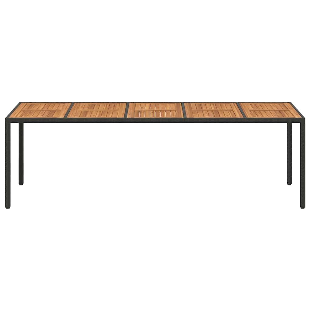Stół ogrodowy, czarny, polirattanowy, 250 x 100 x 75 cm, stabilny, odporny na warunki atmosferyczne, na taras, balkon, do jedzenia, na kemping, piknik, imprezę, meble