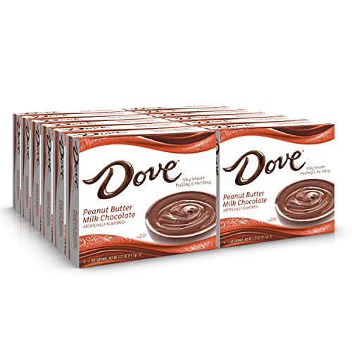 Dove Pudding Mix, 3.34 oz. Box (12 Pack), Peanut Butter Milk Chocolate – Rich Indulgent Pudding Mix and Pie Filling, 4 Servings Per Box, Kosher, Peanut-Free Dessert Mix - image 1