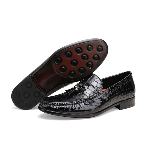 Tassel Loafers for Men, Crocodile Pattern Dress Shoes with Tassel Casual Classic Penny Loafers3