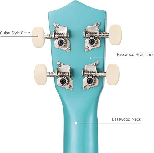 Light Blue Soprano Ukulele for Adults Hawaiian Wood Beginner