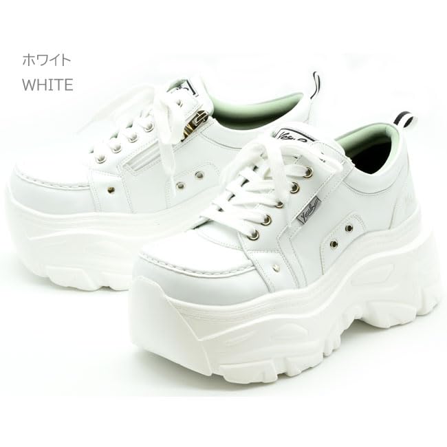 Yosuke 4460069 Women's Thick Sole Sneakers, Lace-up, Platform, Dad Sneakers, S, M, L, LL, Black, White, Heel Height 3.5 inches (9 cm), black combination, S4