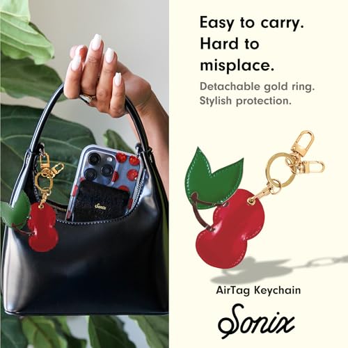 Image of Sonix Keychain Case Compatible with Apple AirTag | Protective AirTag Cover Keychain | Cherry