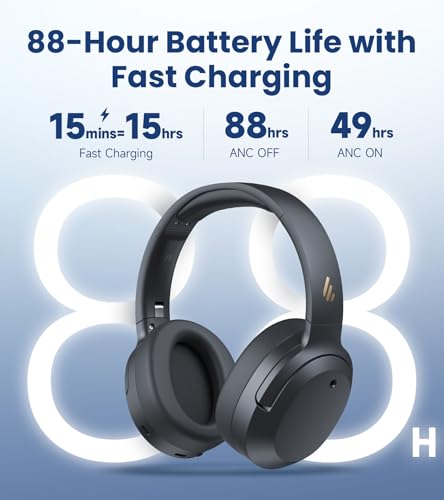 Image of Edifier W820NB Plus Gen 2 Wireless Over-Ear Noise Cancelling Headphone, -49 dB ANC, LDAC Hi-Res Audio, 88H Playtime, Spatial Sound, AI Clear Calls, Bluetooth V6.1 & Multipoint - Dark Grey