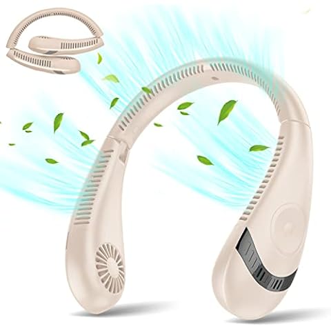 Neck Fan, 5000mAh Foldable Bladeless Fan 360° Cooling Wearable Personal Fan, Rechargeable Hand-free Neck Fan with 3 Speeds, 80 Air Outlet for Travel, Outdoor, Home, Office, School, Camping Cover