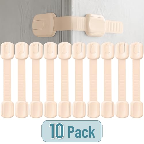 Image of Bate- Child Safety Strap Locks, 10 Pack, Baby Locks for Cabinets, Drawers, Kitchen, Toilet, Furniture, Fridge, Multi-Purpose, Easy Install with Quick 3M Adhesive for Childproofing