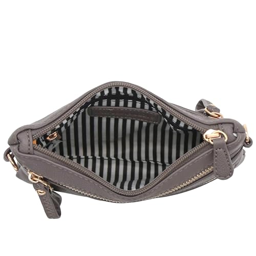 Image of FashionPuzzle Multi Zipper Pocket Small Wristlet Crossbody Bag