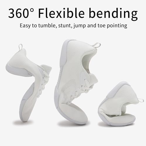 Image of Cheer Shoes Girls White Cheerleading Team Lightweight Breathable Flexible Tumbling Dancing Training Tennis Walking Youth Competition Sneakers Women