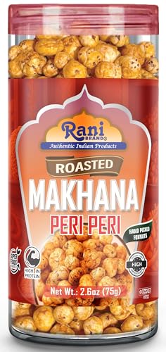 Image of Rani Roasted Makhana (Fox Nut /Popped Lotus Seed) Peri Peri Flavor 2.6oz (75g) Ready to eat, Hand Picked Foxnuts ~ High in Protein | Vegan | Gluten Friendly | NON-GMO | Kosher | Indian Origin