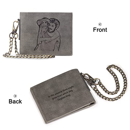Gemszoo Custom Photo Wallet with Chain Personalized Engraved Picture and Name Wallet Gift for Men Dad Him Husband (Style 1)2
