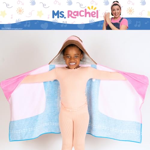 Image of Ms. Rachel Kids Super Soft Bath /Pool /Beach Soft Cotton Terry Hooded Towel Wrap, 24 in x 50 in, (Officially Licensed Product) By Franco