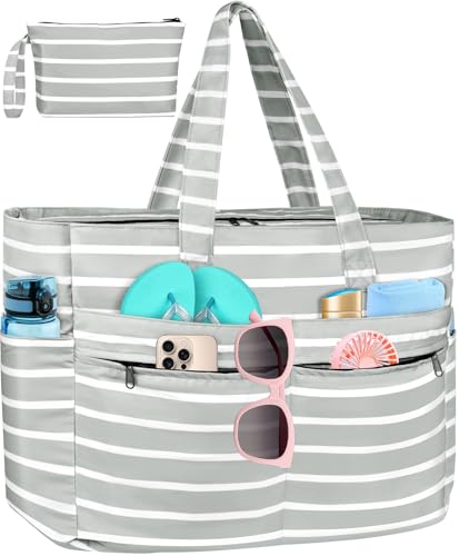 Image of HUANLANG Extra Large Beach Bag Waterproof Beach Totes Bags for Women Men,Pool Bag with Zipper Wet Pocket
