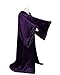 LuckyMjmy Velvet Wizard Robe with Satin Lined Hood and Sleeves (Purple-Black)