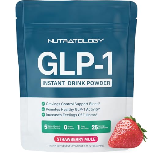 GLP-1 Booster | Control Cravings, Appetite Support & Gut Health | High in Fiber & Sugar-Free Drink Mix | GLP-1 Supplements Weight Loss for Women & Men | Strawberry Mule | Made in USA | 25 Servings