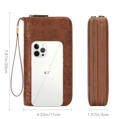 Image of GAEKEAO RFID Leather Wristlet Wallet for Women with Grip Strap