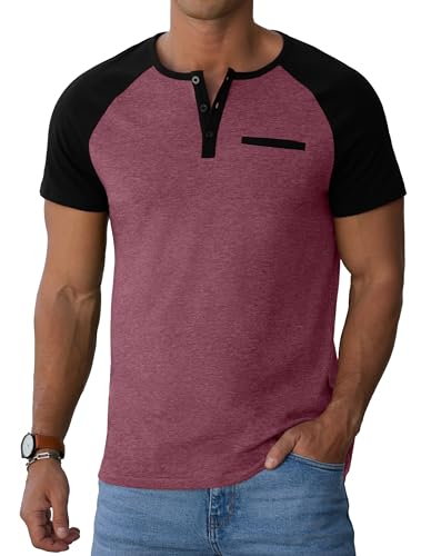 Image of Sailwind Men's Cotton Henley Short Sleeve Casual T-Shirts with Pocket