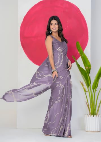 Image of MIRCHI FASHION Women's Ready to Wear 1 Minute Drape Chiffon Printed Saree with Blouse Piece